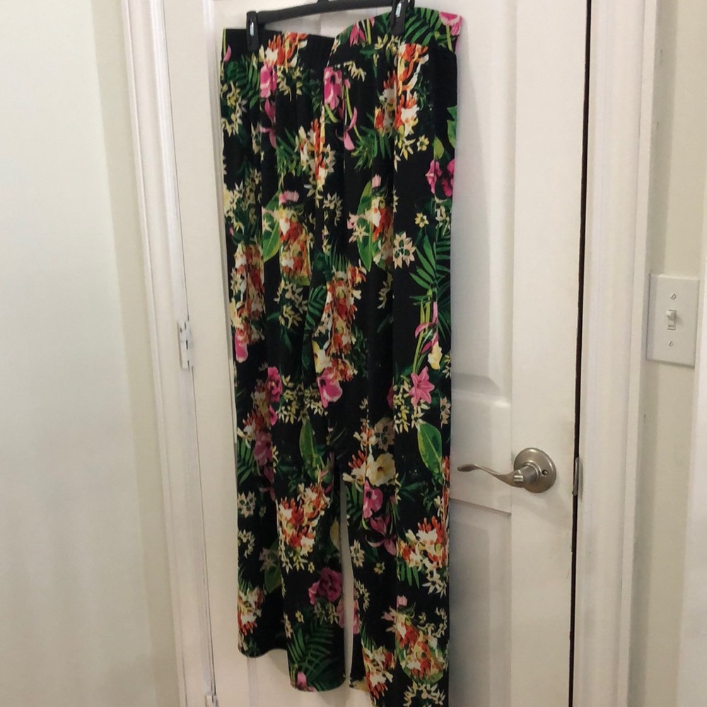 Wide leg polester pants